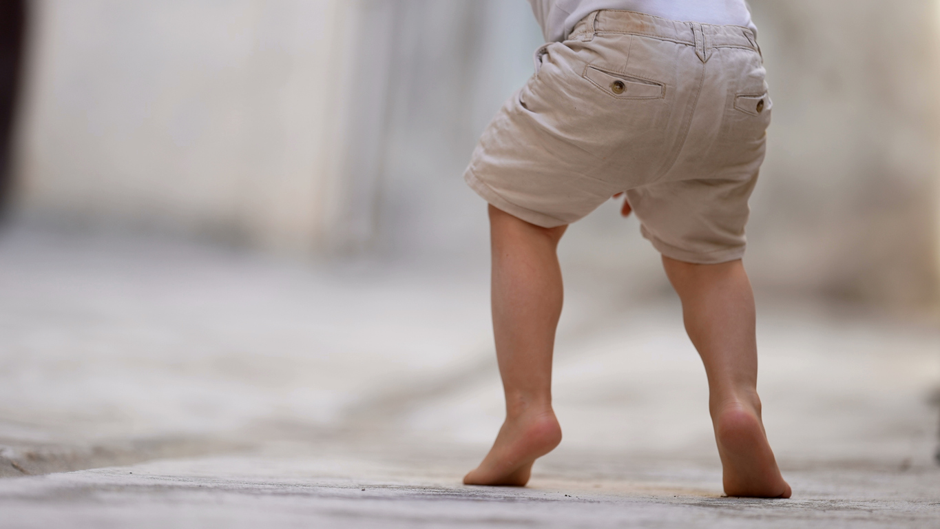 Baby starting to discount walk on tiptoes